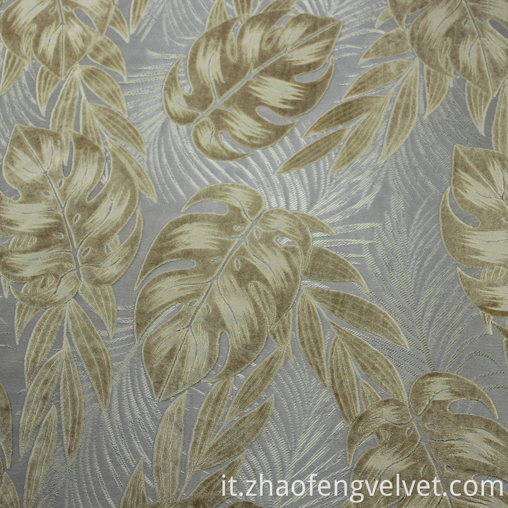 Leaf Jarquard Curtian Velvet Fabric